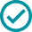 Blue check mark in a circle icon.